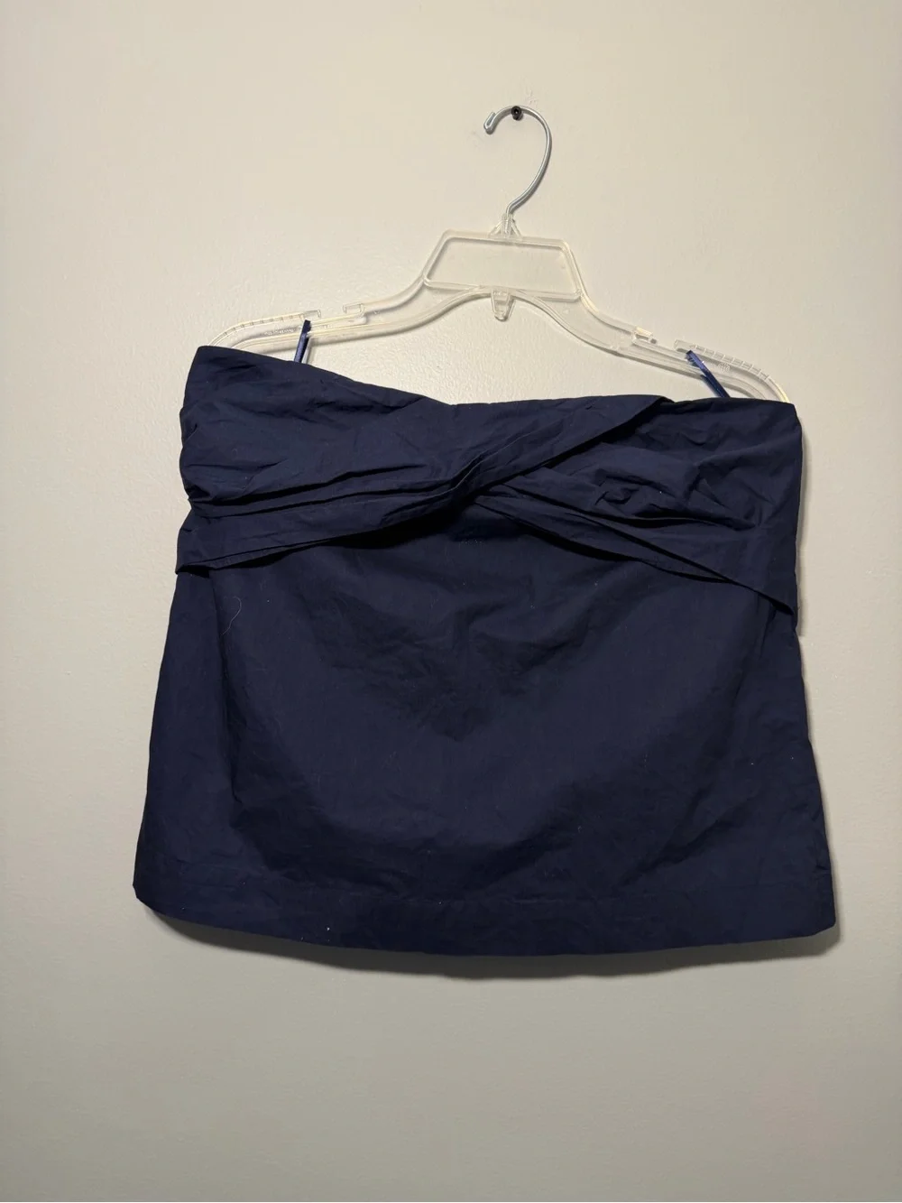 J. Crew Navy Strapless Twist-Front Top
